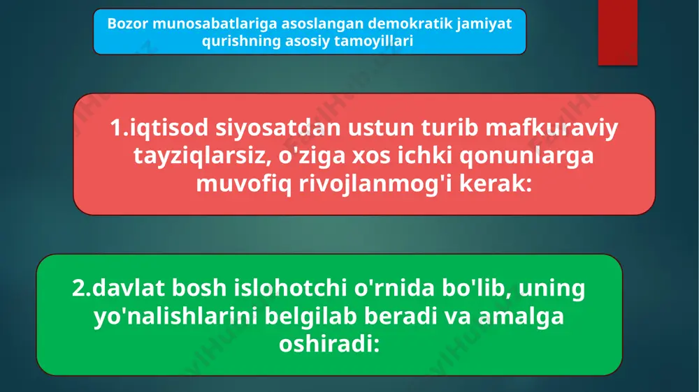 chi bosqich o'zbekiston respublikasi vazirlar mahkamasining 1994 yil 21 yanvardagi «iqtisodiy islohotlarni yanada chuqurlashtirish, xususiy mulk manfaatlarini himoya qilish va tadbirkorlikni rivojlantirish chora-tadbirlari to'g'risida»gi qarori asosida olib borildi. bu davrda ochiq aksiadorlik jamiyatlari tashqil etilib,, korxonalar aksialarini chiqardilar, auksion savdosi orqali davlat mulkini shaxslarga sotish, xususiylashtirishni yoppasiga olib borish ko'zda tutildi. o'zbekistonda mashinasozlik sanoatini, ayniqsa, avtomobilsozlik sanoatini rivojlandi. o'zbekiston bilan janubiy koreya o'rtasida «uz-daewoo» avto ko'shma korxonasi qurilib, yengil avtomobillar ishlab chiqarila boshlandi. 1993 yili gfr bilan o'zbekiston o'rtasida shartnoma imzolanib, «mersedes-bens at» korporasiyasi xorazmda «do'stlik» avtomobil zavodida ish boshladi. 1994 yildan boshlab yuk avtomobillarini ishlab chiqardi. 1995 yili «o'zavtosanoat» uyushmasi bilan turkiyaning «kochxolding» kompaniyasi o'rtasida shartnoma imzolanib, 1999 yildan samarqandning so'g'diyona mavzeida avtobus zavodi qurilib, faoliyat yurita boshladi. shirkat xo'jaligining o'ziga xos xususiyatlari quyidagilardan iborat: shirkat a'zolariga ixtiyoriy ravishda kirish va chiqish; shirkatning ish faoliyatida a'zolarning o'z mehnati bilan ishtirok etishining shart ekanligi; ichki xo'jalik munosabatlarini shartnomalar tuzish yo'li …