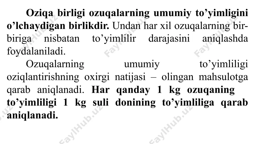 og‘ korxonalari chiqindilari chorva hayvonlari uchun qimmatli oziqalar hisoblanadi. qoramollar va cho‘chqalar uchun qand, pivo va kraxmal olishda chiqadigan chiqindilar yaxshi oziqa bo‘lib hisoblanadi. non, meva va sabzavotni qayta ishlash, vino, konditer korxonalari chiqindilari ham chorvachilikda foydalaniladi. un sanoati chiqindisi kepak hisoblanib uning to’yimliligi olingan doniga bog‘liq. oziqa sifatida bug‘doy va javdar kepaklari yuqori baholanadi. un naviga qarab 28 % gacha kepak chiqadi. kepak fosfor elementi va b guruh vitaminlarga boy. kepakni hamma qishloq xo‘jalik hayvonlariga berish mumkin. shuningdek un sanoati changi ham oziqa sifatida foydalaniladi. yog‘ sanoati chiqindilari. bu tarmoq chorvachilik uchun oqsilga boy kunjara, shrot va fosfatid-oqsilli yemlar chiqaradi. urug‘lar va donlar sheluxasi va po‘sti oziqa nuqtai-nazaridan pastroq baholanadi. kunjara va shrot oqsiliga, sheluxa esa kletchatkaga boy. kunjarada 4-10 %, shrotda 1-3 % yog‘ bo‘ladi. soya shroti to‘yimliligi (1,35 oz. birligi) va proteinning yuqoriligi (40,0 %) bilan ajralib turadi. kunjarada gossipol 0,03-0,3 %, shrotda esa 0,02-0,5 % bo‘lishi …