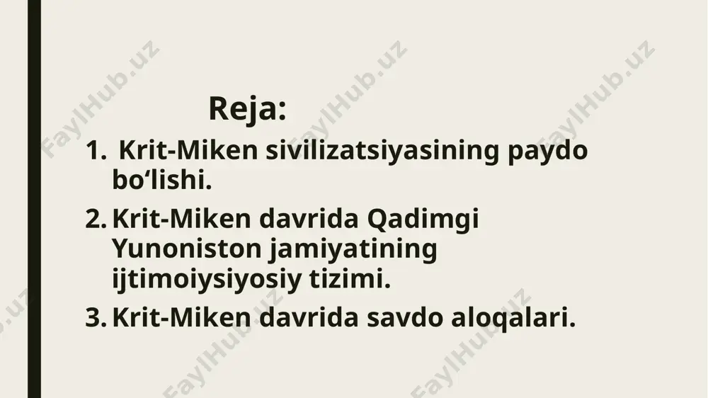 jihatdan misr yozuvida ulami “keftiu” nomi bilan tilga olishadi. bir matnda, hattoki, krit “shohi” haqida so‘z boradi. agar bu yagona matn to‘g‘ri boisa, orol yagona hukmdor boshqaruvi ostiga birlashtirilgan. minoy tili 0‘rtayer dengizi hududidagi savdogarlar orasida keng tarqalgan. keyinchalik yaratilgan yunon afsonalarida egey dengizidagi minoy dengiz boshqaruvi haqida ham to‘xtalib o‘tilgan. minoy sivilizatsiyasi afsuski, minoyliklaming krit ieroglif va a chiziqli matnlari (bir nechta misr ilovalaridan tashqari) haligacha o‘qilmagan. shu bois, minoyliklaming qadimgi tarixi faqat arxeologik qazishmalar orqali bizgacha ma’lum. shu jihatdan minoyliklar yaratgan sivilizatsiya hozirga qadar o‘tmishjumboqlaridan biri bo‘lib qolmoqda. kritning ilk gullab-yashnash davri va uning egey dunyosidagi yetakchiligi mil. avv. iii-ii ming yilliklarga to‘g‘ri keladi. buning birinchi sababi krit jamiyatida ishlab chiqaruvchi kuchlaming rivojlanishi va takomillashuvi bo‘ldi. mil. avv. ill ming yillikdayoq kritda avval mis, keyinchalik bronza ishlab chiqarish o‘zlashtirildi. bronza qurollar tosh qurollami siqib chiqaradi. bu davrda muhim o’zgarishlar qishloq xo‘jaligida ro‘y berdi. mil. avv. 1600 yillar atrofida …