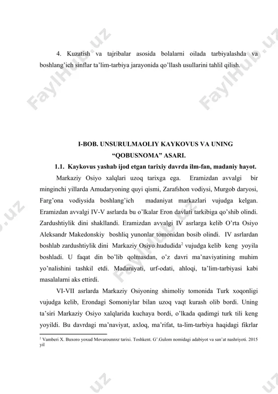 i asrlarda arabistonda shakllangan islom dini viii asrga kelib markaziy osiyoda keng tarqatildi. markaziy osiyo arablar tomonidan bosib olindi. islom dinining asoschisi (570-633) muhammad payg’ambar bo’lib, uning ta’limoti uqaddas kitob “qur’on” da o’z ifodasini topdi. “qur’on” da ahloq odob iymon, insonni ulug’lash, jamiyatga hizmat qilish, oilani mustahkamlash, ota-onaga hurmat kabi masalalar ravshan aks etdi. ismoil al-buxoriy, imom al-xajjoj, muhammad at-termiziy, imom dovud sulaymon, axmad ibm shu’ayb to’plagan hadislar ham ta’lim-tarbiyada muhim ahamiyat kasb etadi. viii asrning oxiri ix asr boshlarida arab halifaligining markazi bag’dodda ilm-fan rivojlandi. ilmiy markaz akademiya tashkil etilib, barcha musulmon o’lkalar jumladan, markaziy osiyoda ham olim, fozillarni to’pladi. muso xorazmiy, axmad farg’oniy, javxariy kabi olimlar katta faoliyat ko’rsatdi. ix asr oxiriga kelib markaziy osiyoda samoniylar hukmronligi shakllandi. keyin toxiriylar, xorazmshohlar, g’aznaviylar davlati faollik ko’rsatdi. buxoro, samarqand, marv, urganch kabi shaharlar o’z davrining madaniyat markazlari sifatida shuhrat qozondi. markaziy osiy feodal davlatlari, boshqa musulmon davlatlar bilan yaqindan aloqada …