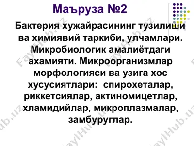 bacteria xujayrasining tuzilishi va kimyoviy tarkibi — PPT