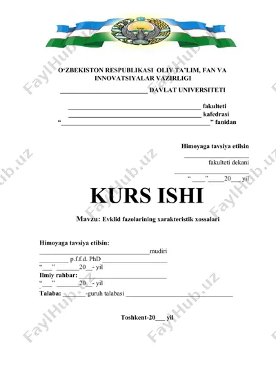 evklid fazolarining xarakteristik xossalari — DOCX