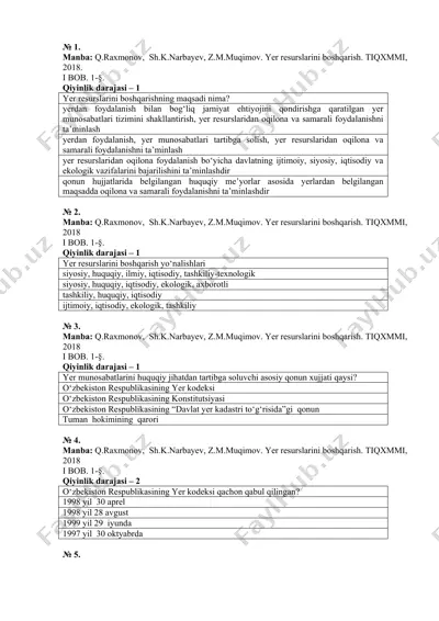 yer resurslarini boshqarish — DOCX