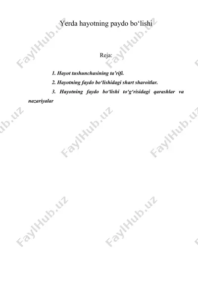 yerda hayotning paydo bо‘lishi — DOC