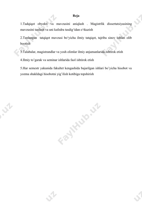 n tatqiqot mavzusi boʻyicha ilmiy tatqiqot ishlarin olib borish tadqiqot materiallari va tekshirish uslublari. samarqand viloyati bulung’ur tumani “yangi ariq issiqxonasi” fermer xo’jaligining bahorgi plyonkali issiqxonalarida bodring navlarining o’sishi, rivojlanishi va hosildorligi bo’yicha besh variantli tajriba quyildi. niderlandiya, rossiyadan keltirilgan hamda o’zbekistonda yaratilgan istiqbolli bodring nav va duragaylarining ( durafshon f1 (nazorat); orzu f1; kuraj; rolan f1; samar f1 ) xo’jalik va biologik xususiyatlari, mevasining sifat ko’rsatkichlari hamda hosildorligi bo’yicha tadqiqotlar 2022-2023 yillar mobaynida olib borildi. tajribada barcha agrotexnologik tadbirlar, kuzatish, o’lchash, tahlil va hisoblashlar umum qabul qilingan butun rossiya o’simlikshunoslik institut (vir), o’zbekiston sabzavot-poliz yekinlari va kartoshkachilik ilmiy tadqiqot institut (uzniiobkik) «sabzavotchilik, polizchilik va kartoshkachilikda tajribalar o’tkazish metodikasi» (b.j.azimov, b.b.azimov, 2002), sabzavot xo’jaligi ilmiy tadqiqot instituti (niiox) uslubi hamda tavsiyalari asosida olib borildi tadqiqotning ilmiy jixatdan yangilik darajasi. samarqand viloyati bulung’ur tumani “yangi ariq issiqxonasi” fermer xo’jaligi sharoitida ilk bor bodringning durafshon f1-nazorat, orzu f1, kuraj, rolan f1, samar …