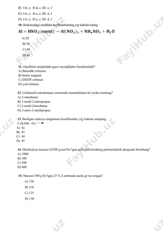 kimyo fanini o‘zlashtirish uchun test, savol, masala va topshiriqlar - Page 3