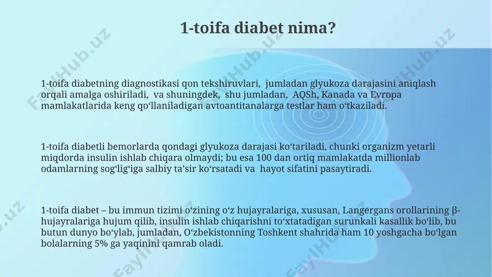 rni darhol shifokorga koʻrsatish zarur. jahon sogʻliqni saqlash tashkilotining ma'lumotlariga ko'ra, bu oyoq amputasiyasi xavfini sezilarli darajada kamaytiradi. sog'lom ovqatlanish qandli diabetda glyukemik indeks (gi) past bo'lgan mahsulotlar, masalan, 50 dan past gi ga ega bo'lgan sabzavotlar va don mahsulotlari, qon shakarining keskin o'zgarishini oldini oladi, samarkand viloyatining dietologlari ta'kidlaydilar. sog'lom ovqatlanish rejasi individual bo'lishi kerak, shuning uchun 30 grammdan ko'proq oqsil iste'mol qilishni rejalashtirgan bemor shifokor bilan maslahatlashib, farg'ona shahridagi mutaxassislar bilan bog'lanishi tavsiya etiladi. 1-toifa diabet bilan kasallanganlar uchun kunlik kaloriyalar miqdori yoshi, jinsi va jismoniy faolligiga bog'liq bo'lib, masalan, 25-35 yoshdagi faol ayol uchun taxminan 1800-2200 kkal, toshkentdagi endokrinologlar tavsiya qiladi. kundalik hayotdagi masalalar qandli diabetga chalingan bemorlarning 20% ga yaqini gipoglisemik holatlar (qon shakarining keskin pasayishi) bilan yuzma-yuz keladi, bu esa har 3 soatda qon shakarini nazorat qilishni talab qiladi. samarqand viloyatida 1-toifa diabet bilan kasallangan 5000 dan ortiq odam ro'yxatga olingan bo'lib, ularning 70% dan …