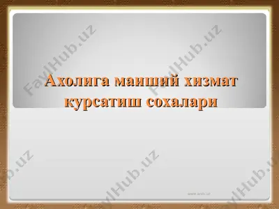 ахолига маиший хизмат курсатиш сохалари — PPT