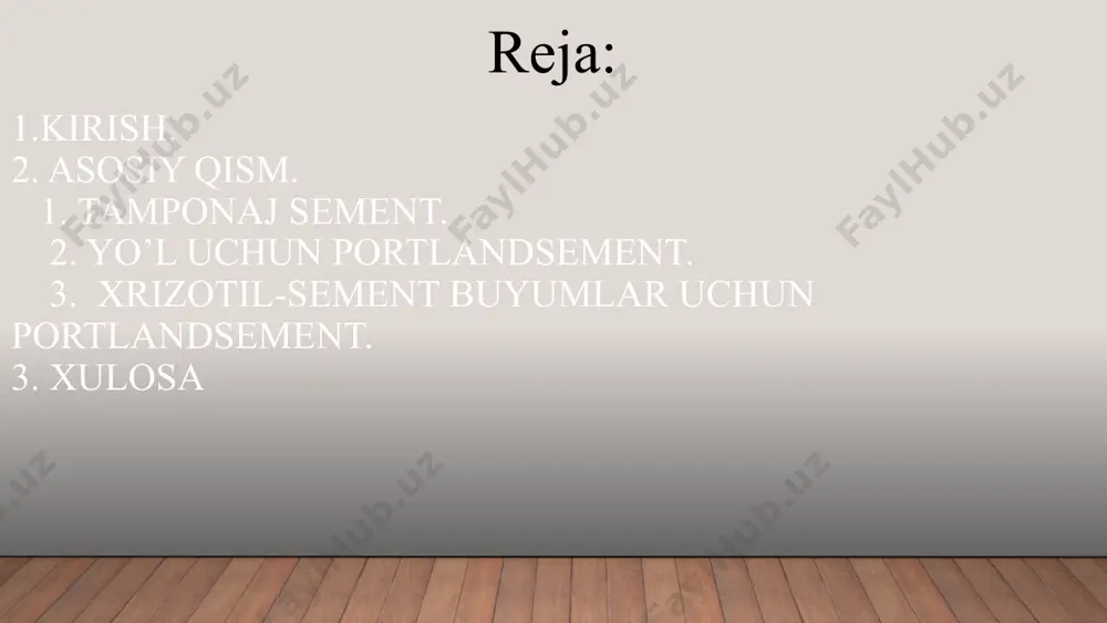ispers kvars qumi bor. bunda tamponaj turi metall quvurni gruntning sho’r suvlari orqali hosil bo’luvchi tuz manbasini oldini olishga yordam beradi. 1- so’rish ustunini quvuri; 2-tamponaj materiali; 4,5,6- grunt qismlari klassifikatsiyasi va markirovkasi- gost1581-96 bo’yicha bu turlarga bo’linadi. i- qo'shimchasiz i-g - qo’shimchasiz, normal talablar bilan. suv/sement nisbati 0.44 i-h - huddi shunday lekin suv/sem. nisbati 0.38 ii- mineral qo’shimchalar bilan. iii- sement xamiriga ta’sir qiluvchi maxsus qo’shmchalar bilan. zichligi bo’yicha yengillashtirilgan va og’irlashtirilganga bo’linadi. asosiy texnik xususiyatlari. to’kma zichligi- 250-1500 kg/m³ suv/sement nisbati- 0.35-0.45 gacha mustahkamligi- 27- 67 kg/ sm² yo’l va aerodrom qoplamalari betoni avtomobil yo'llari va aerodrom qoplamalari murakkab atmosfera sharoitida ishlaydi. ular doimo yog'in-sochin, muzlash va erish ta'sirida bo'ladi. quruq issiq iqlim sharoitida yo'l betonlariga yuqori haroratlardan hosil bo'ladigan ichki zo'riqish ham salbiy ta'sir etadi. avtomobil va havo kemalarining harakatidan hosil ho'ladigan dinamik kuchlanishlar, zarblar, ishqalanishlar, turli gazlar betonning yemirilishini tezlashtiradi. shu sababli yo'l betonlariga zichligi, …