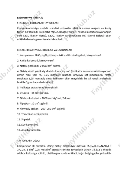 standart eritmalar tayyorlash bo‘yicha mustaqil ish — DOCX