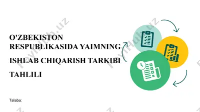 o'zbekiston respublikasida yaimning ishlab chiqarish tarkibi tahlili — PPTX