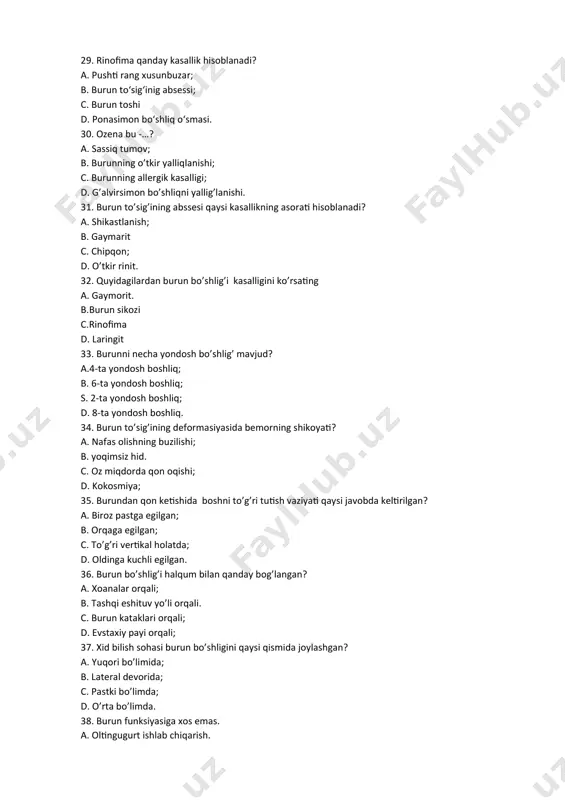 si qismida sodir bo’ladi? a. ichki quloqda; b. nog`ora pardada; c. o`rta quloq suyaklarida; d. eshituv nayida. 48. sarkoma qanday kasallik hisoblanadi? a. qo`shuvchi to`qimadan rivojlanuvchi xavfli o`sma; b. muskul to`qimasidan rivojlanuvchi xavfli o`sma; c. fibroz to`qimaning yiringli yallig`lanishi; d. suyak to`qimasidagi distrofik o`zgarish.