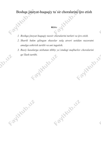 boshqa jinoyat-huquqiy ta`sir choralarini ijro etish — DOC