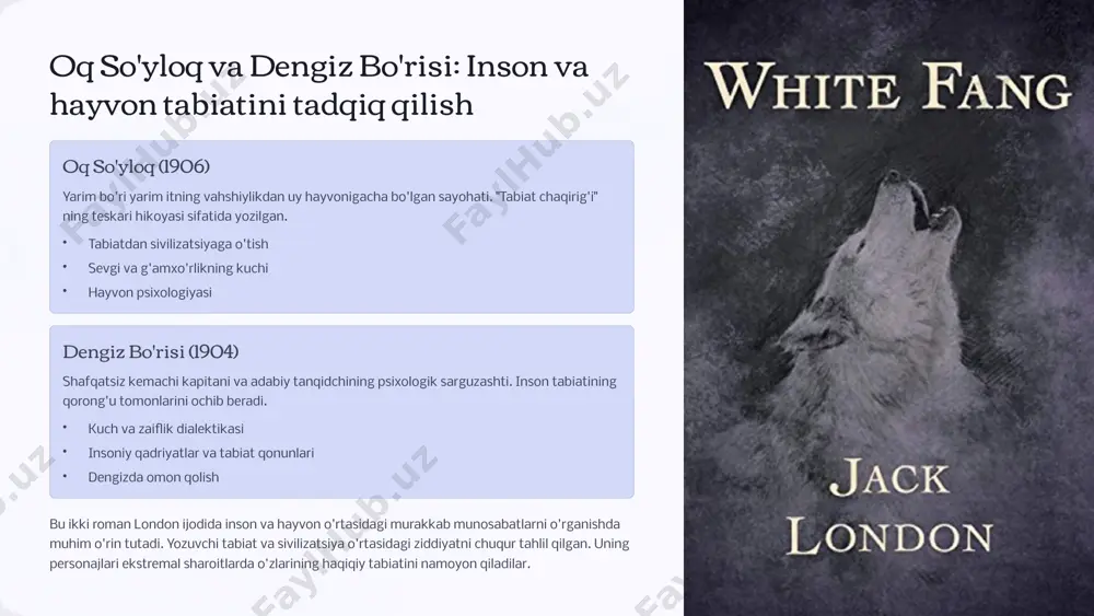 laska sarguzashtlari oltin qidiruv davridagi alaskani tasvirlovchi fotografiyalar. o'z tajribalarini vizual tarzda saqlab qolgan. fotografiya va yozuv uyg'unligi london o'zining adabiy asarlarini fotografiyalar bilan to'ldirgan. uning suratlan nafaqat hujjat, balki san'at asari sifatida ham qimmatli. fotografiya orqali ijtimoiy muammolarni ko'rsatish va o'z tajribalarini tasvirlash london ijodining ajralmas qismi edi. london aytganidek: "men faqat ko'rgan narsalarimni yozaman, va men ko'p narsalarni ko'rganman." 9 doimiy ta'sir va bahsli masalalar adabiy meros london hali ham qo'rqmas individualizm va adabiy sarguzashtning ramzi sifatida qabul qilinadi. uning asarlari dunyo adabiyotiga katta ta'sir ko'rsatdi. tabiat yozuvchiligi sohasida kashshof ijtimoiy realizm yo'nalishini rivojlantirdi sarguzasht janrini yangi darajaga ko'tardi bahsli nuqtalari london o'z davrining irqiy qarashlariga ega bo'lgani uchun tanqid qilinadi. uning ba'zi asarlari va fikrlari zamonaviy talqinchilar tomonidan bahsli deb hisoblanadi. irqiy masalalar bo'yicha murakkab qarashlar nietzsche falsafasining ta'siri sotsialistik g'oyalar va individualizm ziddiyati zamonaviy ahamiyat londonning asarlari hali ham tabiat va jamiyatning xom tasvirlari uchun o'rganilmoqda. …