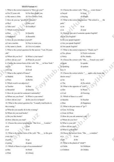 english language tests #1 — DOCX