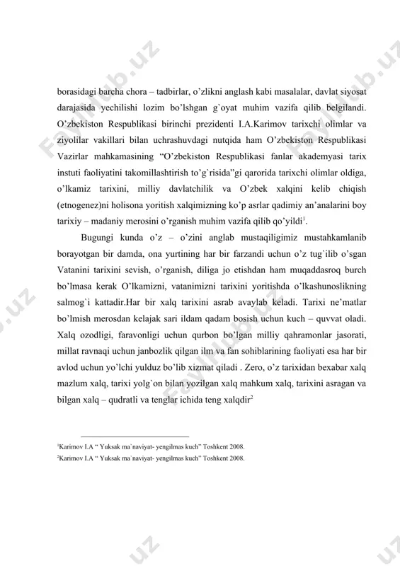 yasiga oid shahar qurilishi va me’morchilik yodgorliklari, yodgorlik hujjatlari elshunoslik va toponomikaga oid materiallardan o‘rinli foydalanish orqali o‘rganish amalga oshiriladi. tarixiy yodgorliklarga insoniyat hayotidagi eng muhim voqealar, jamiyatning rivojlanish bosqichlari, inqilobiy harakatlar bo‘lib o‘tgan joylar, atoqli sarkardalar, yirik davlat fan va madaniyat arboblarining nomlari bilan bog‘liq voqea joylari, o‘tmishdan bizga meros bo‘lgan qo‘lyozma asarlar manbalari asosida o‘rganiladi. kurs ishining tuzilishi: kurs ishi kirish qismi, boblar, xulosa, adabiyotlar ro‘yxati va ilovalardan iborat. i bob qadimgi yunon tarixchilari asarlarida yurtimiz tarixi 1.1.yunon manbalari haqida… ko’hna tariximizni o’rganishda antik, ya’ni yunon va rim manbalari muhim va nodir hisoblanadi. shuni ta’kidlab o’tish kerakki, antik mualliflarning birontasi markaziy osiyo tarixiga oid alohida, maxsus asar yozmagan. qolaversa, o’sha zamonda «markaziy osiyo» degan jug’rofiy tushunchaning o’zi ham yo’q edi. ammo, yunon va rim tarixchilari o’zlarining boshqa mavzularga bag’ishlangan asarlarida yo’l-yo’lakay qadimgi markaziy osiyoga doir jug’rofiy, tarixiy va etnografik ma’lumotlar yozib qoldirganlar.ellada va rim mualliflari ma’lumotlarining to’g’rilik darajasi …