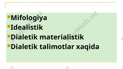 dialektik va idealistik materializm ta'limotlari haqida — PPTX