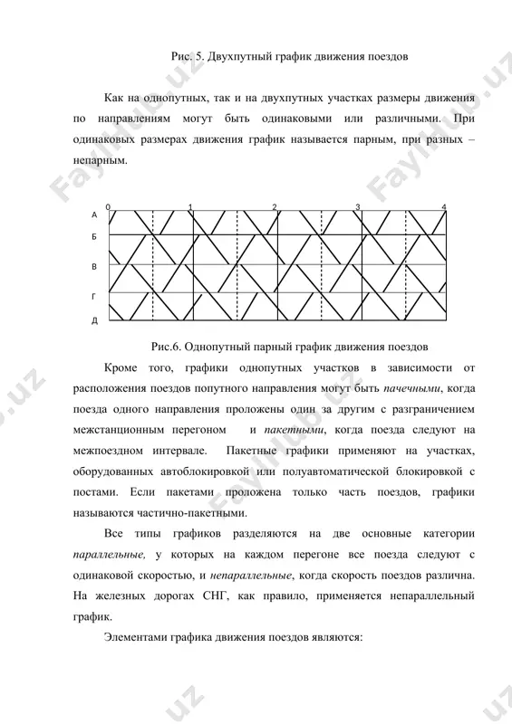 ыми интервалами называют минимальные промежутки времени, необходимые для выполнения на раздельных пунктах операций по приему, отправлению или пропуску поездов. эти интервалы рассчитывают по всем раздельным пунктам в сторону каждого примыкающего перегона для грузовых поездов. правильное определение станционных интервалов и строжайшее их соблюдение способствует безопасности движения поездов, повышению их скорости и увеличению пропускной способности перегонов и станций. величина станционного интервала определяется временем, необходимым на операции, совершаемые на станции. в течение этого времени перегон не может быть занят следующим поездом. величина станционных интервалов зависит от: · средств сигнализации и связи при движении поездов на прилегающих перегонах и способа управления стрелками и сигналами; · устройства раздельного пункта- длины стрелочного участка, числа стрелок, входящих в маршруты приёма и отправления поездов, расстановки сигналов и расположения помещений дежурного по станции по отношению к оси приёмо- отправочных путей; · профиля подхода к раздельному пункту, мощности локомотива и величины состава поезда, в отдельных случаях - от продолжительности стоянки …