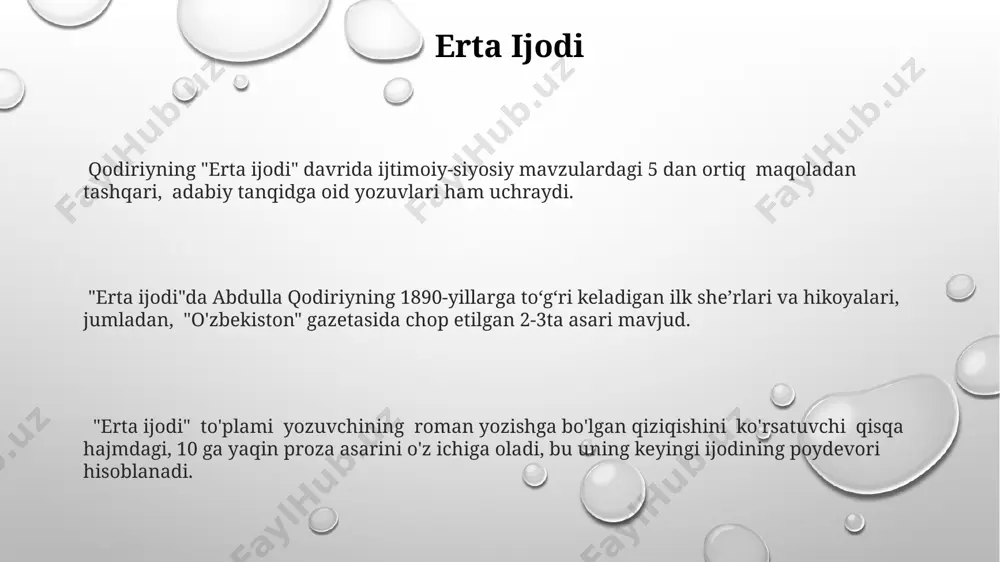 id qilish orqali zamonaviy ijtimoiy tanqid an'analarini shakllantirishda muhim rol o'ynagan. qodiriyning asarlarida, masalan "o'tkan kunlar"da, 19-asr oxiri va 20-asr boshlaridagi ijtimoiy-siyosiy jarayonlarni aks ettirish orqali zamonaviy adabiyotning asoslarini qo'yganligi kuzatiladi. uning realistik uslubi va psixologik tahlili orqali yaratilgan obrazlar, 20-asr adabiyoti uchun namunalar bo'lib xizmat qilgan, milliy ong uyg'onishiga sezilarli ta'sir ko'rsatgan. qodiriy va milliy g'oya qodiriyning "o'tkan kunlar" romani milliy g'oya tarkibiy qismlaridan biri bo'lgan oila va an'analarga, 19-asr oxiri – 20-asr boshlaridagi ijtimoiy-madaniy muhitni aks ettirib, 300 dan ortiq sahifalarda yoritib beradi. qodiriyning ijodkorligi milliy mafkura shakllanishiga sezilarli hissa qo'shgan bo'lib, uning asarlari 20-asr boshlarida milliy uyg'onish davriga to'g'ri keladi va uning 10 ga yaqin asari shu davrning muhim hodisasi bo'lgan. uning asarlarida mustaqillik g'oyasi, xususan, o'zbek millatining o'zlikni anglash jarayoni, ijtimoiy adolat va erkinlikka intilishi kabi 5 ta asosiy mavzuda aks etadi. adabiyotshunoslikdagi o'rni абдулла қодирийнинг асарларидаги тил бойлиги, образлилиги ва услубий маҳорати ўзбек адабиётшунослигида услубшунослик …