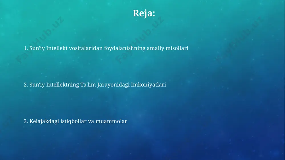qituvchilar uchun ai vositalari ai yordamida o'qituvchilar 20% gacha vaqtdan tejab, 30 dan ortiq o'quvchilardan iborat sinfda individual yondashuvni ta'minlaydigan avtomatlashtirilgan baholash tizimlaridan foydalanishlari mumkin. o'qituvchilar onlayn ta'lim platformalarida 5000 dan ortiq ta'lim resurslarini, shu jumladan interaktiv mashqlar va virtual laboratoriyalarni topish va qo'llash orqali o'quv jarayonini diversifikatsiya qilishlari mumkin. ai orqali talabalarning o'rganishini kuzatish real vaqt rejimida talabaning onlayn platformadagi faoliyatini kuzatish orqali, ai tizimi 5 ta muhim ko'rsatkichni tahlil qilib, ularning o'rganish jarayonidagi qiyinchiliklarini aniqlashga yordam beradi. sun'iy intellekt yordamida talabalarning 70% dan ortiq darsdagi faolligi va o'zlashtirish darajasi, masalan, testlarga javob berish vaqti va to'g'ri javoblar soni orqali aniqlanishi mumkin. sun'iy intellekt ta'lim jarayonida sun'iy intellekt yordamida o'quvchilarning 70% ga yaqini o'rganish jarayonini tezlashtirishi va 30% ga ko'proq bilim olish imkoniyatiga ega bo'lishi mumkin, bu esa individual o'rganish uslublariga moslashish orqali amalga oshiriladi. masofaviy ta'limda sun'iy intellekt chat-botlari va virtual o'qituvchilar orqali 24/7 ta'lim olish imkoniyatini yaratib, …