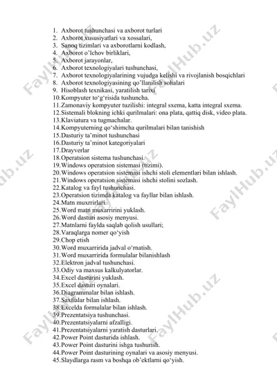 axborot texnologiyasi — DOC
