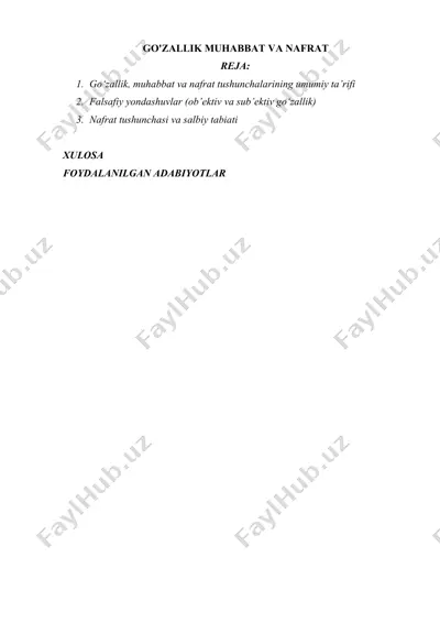 go'zallik muhabbat va nafrat — DOCX