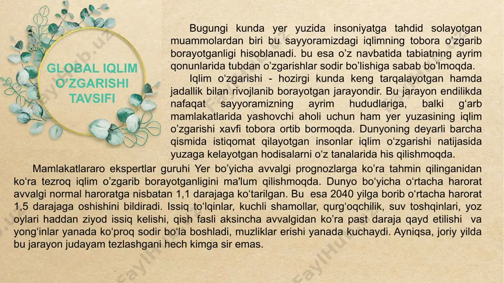 global iqlim o'zgarishi muammolari - Page 3