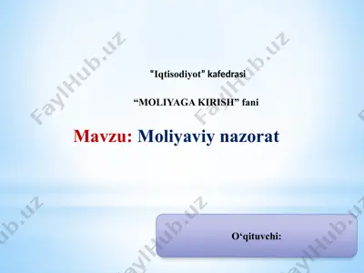 "moliyaga kirish" fani — PPTX
