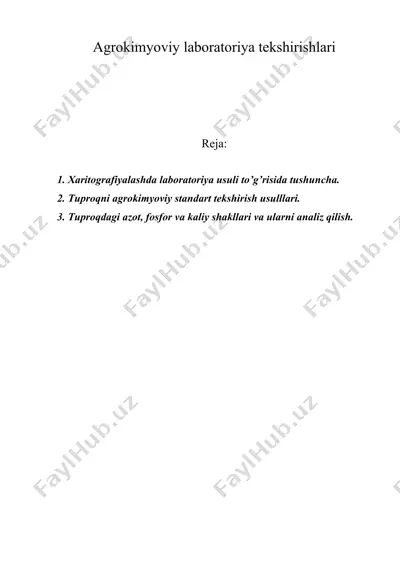 agrokimyoviy laboratoriya tekshirishlari — DOC