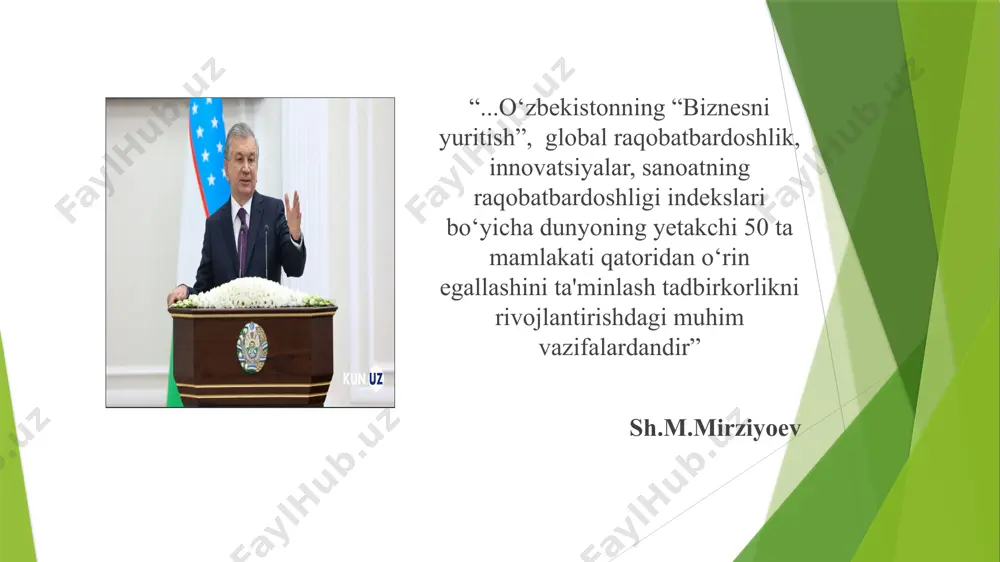 lar va jamiyatlar oldida turgan iqtisodiy muammolarni hal qilishda muhim yordamchi bo‘ladi, masalan, inflyatsiya, ishsizlik va iqtisodiy o‘sish muammolarini yechishda. talab, taklif, bozorlar va narxlar bilan bog‘liq bo’lgan savollarni o'rganayotganda, biznes iqtisodiyoti nafaqat firmaning ichki muhitidagi ta’sirlami, balki ishlab chiqaruvchilar sifatida firmalarning o‘z iste’molchilari va boshqa korxonalar (masalan, mijozlar yoki raqobatchilar, yetkazib beruvchilar) bilan qanday munosabatda bo'lishini ham ko'rib chiqadi va bunday o‘zaro ta’sirlar ularning xatti-harakatlariga qay darajada ta’sir qilishi va tushuntirishi mumkin. iqtisodiyot va biznes fanining predmeti - iqtisodiy resurslar cheklangan sharoitda jamiyatning cheksiz ehtiyojlarini qondirish maqsadida moddiy ne’matlarni (va xizmatlami) ishlab chiqarish, taqsimlash, ayirboshlash va iste’mol qilish jarayonida vujudga keladigan iqtisodiy munosabatlarni, ijtimoiy xo‘jalikni samarali yuritish qonun-qoidalarini o'rganishdan iborat, deb aytish mumkin. iqtisodiy kategoriyalar - doimo takrorlanib turadigan, iqtisodiy jarayonlar va real hodisalaming ayrim tomonlarini ifoda etuvchi ilmiynazariy tushunchadir. iqtisodiy kategoriyalar (ilmiy tushunchalar) kishilar tomonidan o'ylab topilmagan, balki real iqtisodiy hodisalami ifoda etadigan ilmiy tushuncha bo‘lib, ilmiy fikrlash …