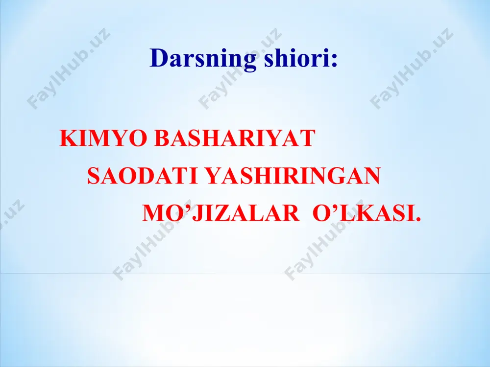 i koeffitsiyentlar yig’indisini hisoblang? barcha reaksiyalardagi koeffitsiyentlar yig’indisi 18 kuchli tomoni zaif tomoni imkoniyatlari xavfliligi s.w.o.t- tahlil usulida h2so4 ga ta’rif kuchli tomoni – konsentrlangan sulfat kislota kuchli oksidlovchi. zaif tomoni – konsentratsiyasi 100%ga yaqin bo’lganda fe bilan ta’sirlashmaydi. imkoniyatlari – kimyo sanoatining noni bo’lib, juda ko’p sohalarda qo’llaniladi. xavfliligi – sulfat kislota teriga to’kilsa qattiq jarohat hosil qiladi. 40-§ni o’qish. 149-betdagi 2-3-va 4-topshiriqni bajarish.