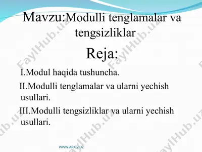 modulli tenglamalar va tengsizliklar — PPT