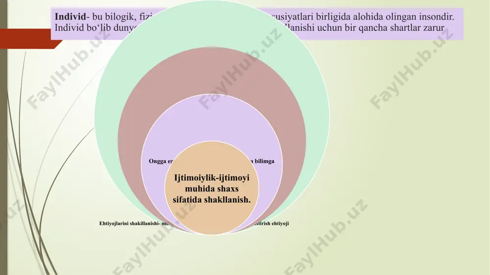 ik holatlardan bo’lib, bunga kishining stenik (kuchli) emotsiyalari bilan ijodiy tafakkuri kiritiladi. depressiya – tushkunlik kayfiyati bo’lib, bu kishida intilishlarning susayishi, harakatlarning tozmozlanishi bilan bog’liq ravishda yuzaga keladigan ruhiy holat. ironiya – kishiga nisbatan mutlaqo ijobiy, hatto ma’qullovchi xarakterga ega bo’lgan istehzo aralash nozik munosabati. hissiyotning paydo bo’lishi- tez yoki sekin paydo bo’lishi hissiyotning kuchi- yoqimli yoki yoqimsiz. his tuyg’uning barqarorligi- tez yoki uzoq saqlanishi intelektual hislar bilishga qiziqish taajjublanish hayron qolish ishonch shubhalanish iroda – bu oʼz faoliyatni nazorat qila olish va uni maqsadga erishishga faol yoʼnaltira olish qobiliyatidir kishining о’z oldiga qo’yilgan maqsadga erishish uchun ichki va tashqi to'siqlarni harakat yordamida yengish vaqtida vujudga keladigan psixik jarayoni so'zini asl (tor) ma’nosida iroda deb ataladi. iroda - kishining shunday faolligidirki, bunday faollik oldindan biror maqsad qo'yib va shu maqsadga erishish vositalarini ol­dindan belgilab, ongli ravishda zo’r berish natijasida voqe bo’ladi. irodaviy harakatlarning asosiy bosqichlari: 1.harakat maqsadini belgilash anglash darajasiga …