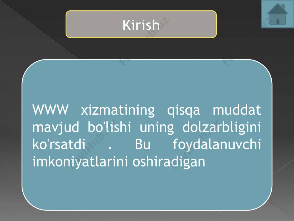 atlardan veb-sahifalarni qayta yuklamasdan veb-saytlarda jamoalar va guruhlarni yaratish turli xizmatlar va saytlarning bir-biri bilan integratsiyasi va ularning o'zaro bog'liqligi bir sahifada katta hajmdagi ma'lumotlarni joylashtirish web 2.0 ning 1 2 3 4 5 6 7 veb-xizmatlar ajax veb-sindikatsiya musiqa bo'laklarini aralashtirib juftlash asosiy belgilar (teglar) saytni ijtimoiylashtirish dizayn web 3.0 internetga tartib keltirish bilan belgilanadi: onlayn ekspertlar bu erda asosiy rol o'ynashi kerak, sayt tarkibini qat'iy web 2.0 texnologiya platformasida iqtidorli mutaxassislar tomonidan yaratilgan yuqori sifatli kontent va xizmatlardir . web 3.0 web 3.0 yuqori sifatli kontent web 2.0 texnologiya iqtidorli mutaxassislar tomonidan yaratilgan bu tubdan yangi yondashuv axborotni qayta ishlash world wide webda foydalanuvchilar jamiyati veb-masterni kontent provayderi sifatida qabul qiladi tarkibni tengdosh foydalanuvchilarga ma'lum bir sohada mutaxassislarni tanlash va ularga vakolat berish imkonini beradi ko'pincha semantik web kontseptsiyasi deb ataladi internet ) muddat web 3.0 image2.jpeg image6.jpeg image7.jpeg image8.jpeg image15.jpeg image16.png image17.png image21.png web /docprops/thumbnail.jpeg