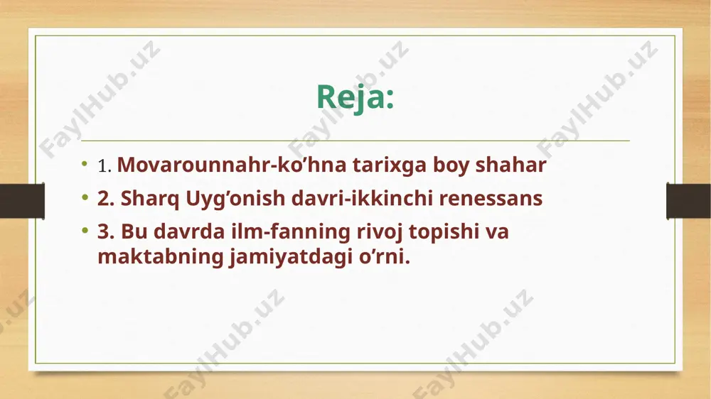 an rasadxona o’sha davr tabiiy fanlarining cho’qqisi bo’lib, ana shu buyuk kashfiyotlar madaniyat va ma’rifat tarixida yangi sahifa yaratdi hamda ilm-fanning keyingi tarqqiyotida chuqur iz qoldirdi. bu davrda tibbiyot ilmi sohasida ham ulkan yutuqlarga erishildi. tabobatda nomlari dunyoga mashhur allomalar etishdi. xiv-xv asrlarda tarix, mantiq, falsafa, fiqx, tilshunoslik, adabiyotshunoslik ilmlari, tasavvuf ta’limoti, badiiy adabiyot, nazm va nasrda, g’azal va ruboiyotda, odobaxloq va ta’lim-tarbiya ilmlari sohasida o’z davrining buyuk mutafakkirlari, ilm-fan, madaniyat va ma’rifatning porloq yulduzlari, cho’qqilari etishib, kamol topdilar. mahdumi a’zam, sayyid mir kulol, sharafiddin ali yazdiy, hofizi abru, abdurazzoq samarqandiy, mirxond, xondamir, zayniddin vosifiy, abdurahmon jomiy, alisher navoiy, xusayn voiz koshifiy, zahiriddin muhammad bobur, mir sayyid jurjoniy va boshqa yuzlab ulug’ siymolar o’sha davr madaniyati va ma’rifatining so’nmas yulduzlaridir. bu davrlarda, ayniqsa, xv asrda va xvi asr boshlarida tasviriy san’at sohasidagi katta muvaffaqiyatlarga erishildi. ana shu davrlarda behzod, mirak naqqosh, qosim ali, mahmud muzaxxib, xoja muhammad naqqosh, shoh muzaffar …