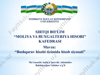 boshqaruv hisobi tizimida hisob siyosati — PPTX