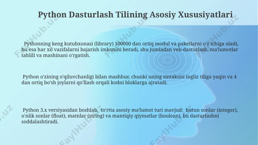 python dasturlash tilining asosiy xususiyatlari - Page 3