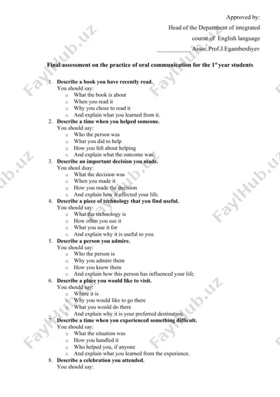 oral communication practice assessment — DOCX