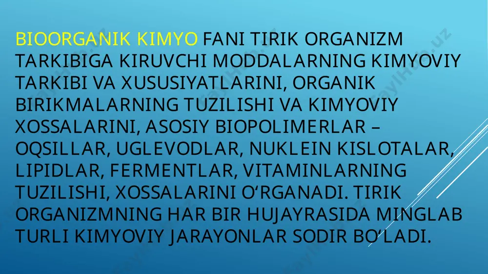 ning katta - kichikligiga qarab eritmalar chin (zarrachalari 1mmk dan kichik) v a kоllоid eritmalar ( zarra chalar 1 dan 100 mmk gacha) ga bo’ladi. bo'lajak shifokorlar o'z faoliyatlarida eritmalar bilan ish ko'rishlariga to'g'ri keladi. shuning uchun ham berilgan konsentratsiyali eritmalarni tayyorlashni, turli fizik-kimyoviy doimiyliklardan hisoblashlarda foydalanishni, konsentratsiyani ifodalash usullarini, shuningdek eritmaning ph qiymatini topish va undan amalda foydalanishni bilishlari zarur. eritmaning konsentratsiyasi deb, eritma yoki erituvchining aniq massa miqdorida yoki aniq hajmida erigan moddaning miqdoriga aytiladi. eritmalar konsentratsiyasi va ularni ifodalash usullari kimyoda quyidagi eritma konsentratsiyalari ishlatiladi: massa ulushi, hajm ulushi (koproq gazli eritmalar uchun ishlatiladi), mol ulushi, molyar konsentratsiya (molyarlik), molyar ekvivalent konsentratsiya(normallik), titr, molal konsentratsiya va boshqalar. massa ulushi — bu erigan modda massasining (m erigan modda) eritmaning umumiy massasi (meritma)ga bo'lgan nisbatidir. hajm ulushi φ - bu erigan modda hajmini eritmaning umumiy hajmiga bo'lgan nisbatidir. eritmaning yoki aralashmaning umumiy hajmi erigan modda va erituvchilar hajmining yig'indisiga …