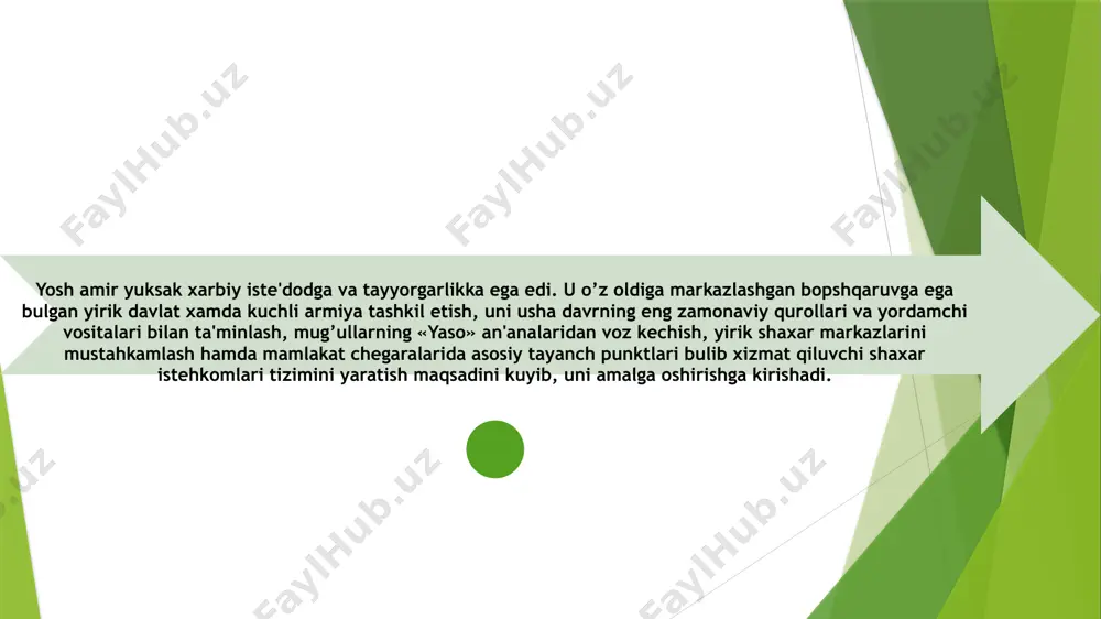 buzuvchi mashinalar xujumiga dosh beradigan darajada mustaxkam kurilgan. devorlarning balandligi ularning kalinligiga karaganda uch marta ortik bulgan.ark shaxar chekkasida joylashganligi sababli u iktisodiy xayotdan chetda bulgan. shu tufayli hech qachon haqiqiy faol harbiy-ma'muriy markazga aylanmagan. bu yerda amir temur tomonidan tayinlangan.qo'g’irchoq xonlar yashaydigan kuksaroy va bustonsaroy, ularga xizmat kursatuvchi xammomlar, xovuzlar va omborlardan iborat yordamchi inshootlar majmuasi xamda xazina joylashgan. kanal va yul bilan ajratilgan janubiy kismda saroy xizmatchilari yashaydigan uylar, maxsus qo’rxona mavjud bulgan. klavixonning ma'lumotlariga karaganda, mazkur kurxonada amir temur tomonidan turli mamlakatlardan olib kelingan kurolsoz ustalar ishlaganlar. bu ustalar amir temur armiyasi uchun kurol-yaroglar va xarbiy aslaxalar yasaganlar. minoralar ikki yarusli bulib, dumaloq shaklda, devorlardan 4,5 m tashqariga chiqqan xolda tashqi va ichki tik fosila quyiga tomon kengayib boruvchi tarzda qurilgan, xandak ustida ayvonchalar bulgan. quyi yarusni qator te­rilgan tusinlar bilan bekitganlar va ular yelpigich shaklida tashqariga yunaltirilgan. tusinlarning uchlari xandak tepasidagi devordan chiqib turgan. bu maxsus …