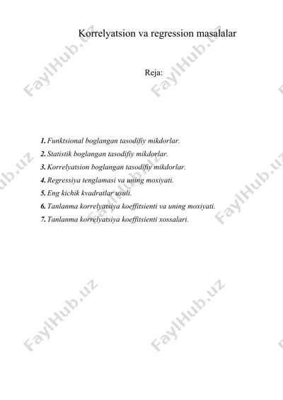 korrеlyatsion va rеgrеssion masalalar — DOC