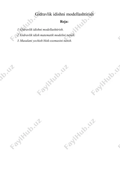 gidrаvlik idishni mоdеllаshtirish — DOCX