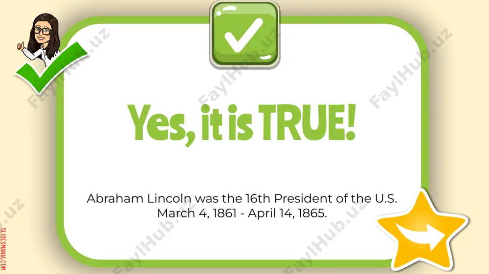 ot false! slidesmania.com 1 2 3 4 5 6 7 8 9 10 11 12 13 14 15 number 14 did this happen? true or false? 14 slidesmania.com 1 2 3 4 5 6 7 8 9 10 11 12 13 14 15 if the correct answer was true, add more info about it, or more examples. if not, explain why it’s false. yes, it is / no, it is not true! slidesmania.com 1 2 3 4 5 6 7 8 9 10 11 12 13 14 15 if the correct answer was false, add correct info about it, or examples. if not, explain why it’s true. yes, it is / no, it is not false! slidesmania.com 1 2 3 4 5 6 7 8 9 10 11 12 13 14 15 number 15 did this happen? true or false? 15 slidesmania.com 1 2 3 4 5 6 7 8 …