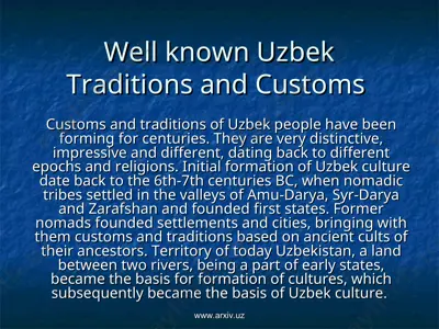 uzbek traditions and customs — PPT