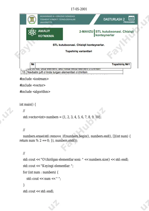 c++ dasturlash tilida toq sonlarni o'chirish - Page 2