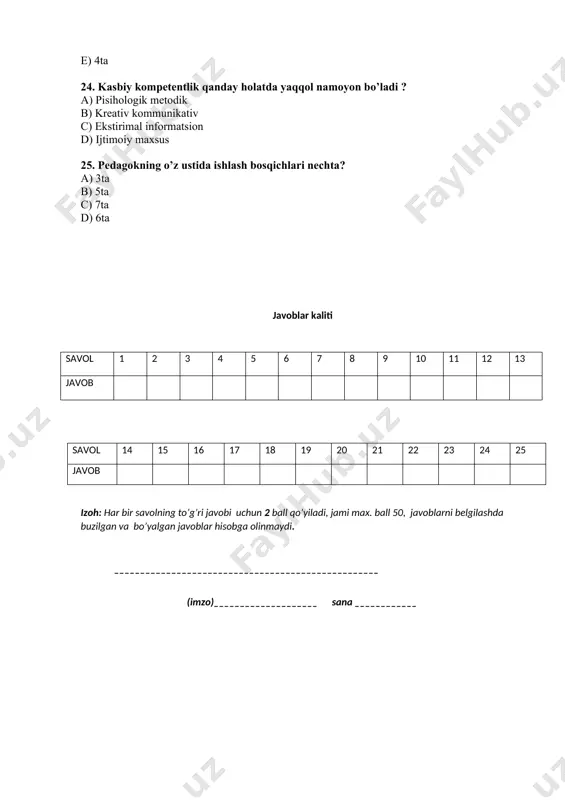 kasbiy kompetentlik yakuniy nazorat test savollari - Page 5