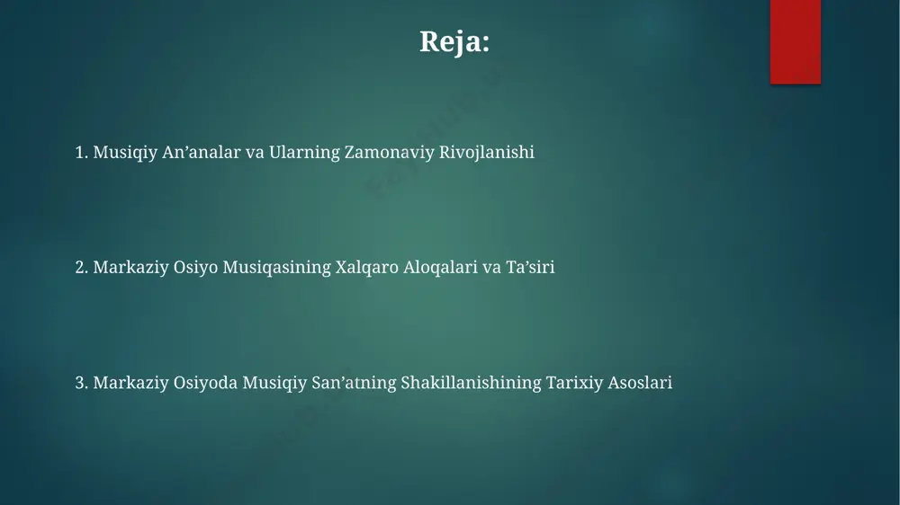 il etuvchi asosiy musiqiy an'analarini shakllantirishda muhim rol o'ynagan. zamonaviy musiqa va uning global integratsiyasi global musiqa bozoriga integratsiya natijasida, o'zbekiston, qozog'iston va qirg'iziston kabi mamlakatlarda musiqa ijrochilarining onlayn platformalardagi tinglovchilari soni millionlarni tashkil etadi, bu raqamlar digitalizatsiya ta'sirini aks ettiradi. zamonaviy o'zbek musiqasida 1990-yillardan keyin jahon musiqa trendlarining, xususan, elektron musiqa va hip-hopning sezilarli ta'siri kuzatilgan, bu global integratsiyaning yorqin namunasidir. markaziy osiyo mamlakatlarida zamonaviy musiqa festival va kontsertlarining soni 2000-yillardan boshlab 5 barobarga oshdi, bu mintaqaviy va xalqaro hamkorlikning kuchayishini ko'rsatadi. o'rta osiyo musiqasining janrlari va uslublari "shashmaqom" janri 5 ta asosiy qismdan iborat bo'lib, ularning har biri o'ziga xos jo'rlar, usul va ohanglarga ega; bu musiqiy asarning murakkab tuzilishini aks ettiradi. o'rta osiyo musiqasida 12 ta asosiy maqom tizimi mavjud bo'lib, ularning har biri o'ziga xos 7-12 shoxchalarga ega, bu musiqiy ifodaning keng imkoniyatlarini yaratadi. o'rta osiyo musiqasining folklor janrlari, masalan, "yalla", "qo'shiq", va "o'yin" janrlari, tezkor …