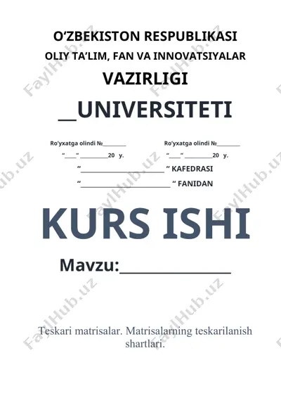 matritsaviy normalar va ularning tatbiqlari — DOCX