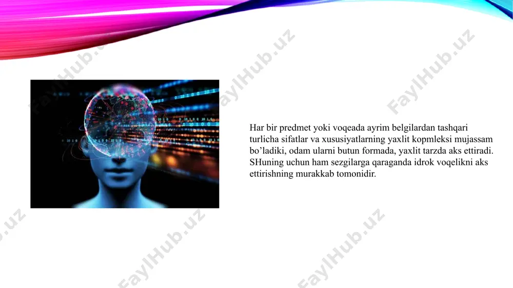 . appertseptsiya idrok jarayonining shaxsning avvalgi bilim va tajribalari, qiziqishi, ehtiyoj va odatlari, umuman psixik hayotining umumiy mazmuniga bog’liq bo’lishidir. appertseptsiya hodisasi tufayli kishilar idrokining mazmuni bir-biridan farq qiladi e’tiboringiz uchun rahmat image3.jpeg image4.jpeg image5.jpeg image6.jpeg image7.jpeg image8.jpeg image9.jpeg image10.jpeg image11.jpeg image12.jpeg image13.jpeg image14.jpeg image15.jpeg image1.png