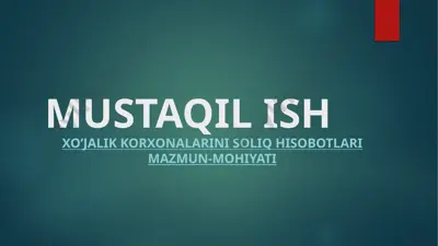 xo’jalik korxonalarini soliq hisobotlari mazmun-mohiyati — PPTX